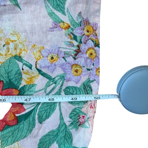 Old Navy Maxi Dress Large Pink Floral Puff Sleeve Linen Cut Out Twist Tie NWT - Picture 8 of 11